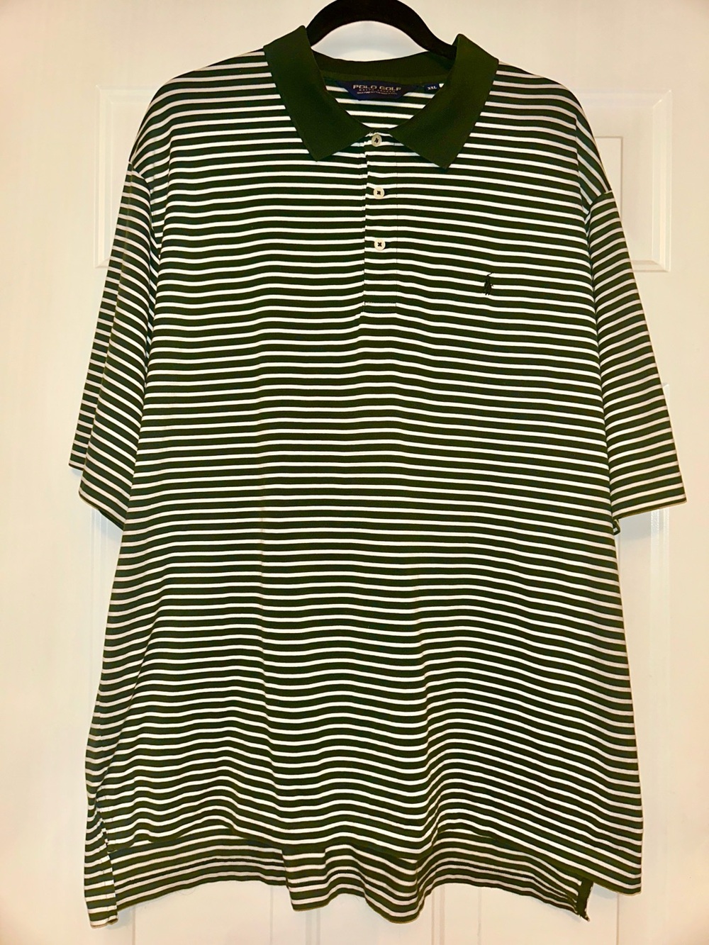 Polo Golf Striped Polo Shirt 2XL Green White Pima Cotton Classic Preppy Casual